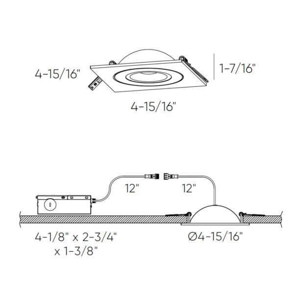 4" flat square gimbal recessed - Image 4