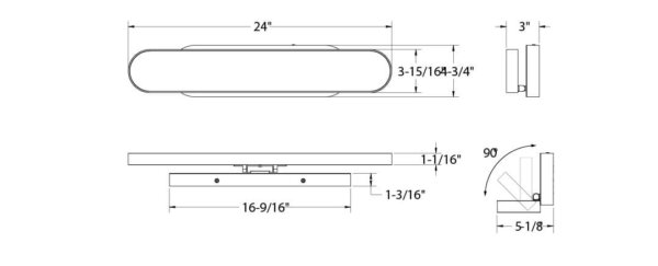 24” adjustable oblong wall light - Image 7
