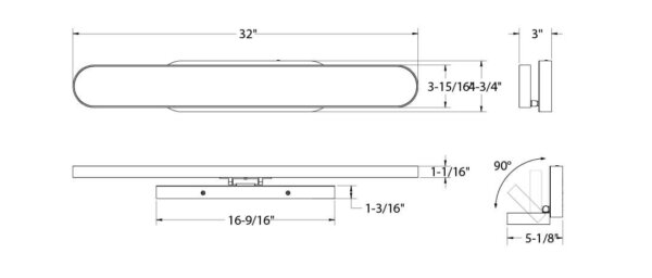 32” adjustable oblong wall light - Image 7