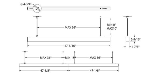 48" linear pendant with aircraft cords - Image 10