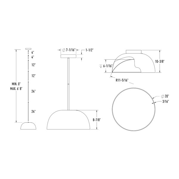 20" 2-in-1 flush mount and pendant - Image 9